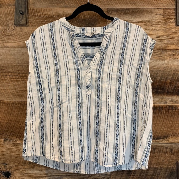 EUC - Liverpool - Button Down Blouse - White/Blue Stripe - XL - Picture 2 of 9